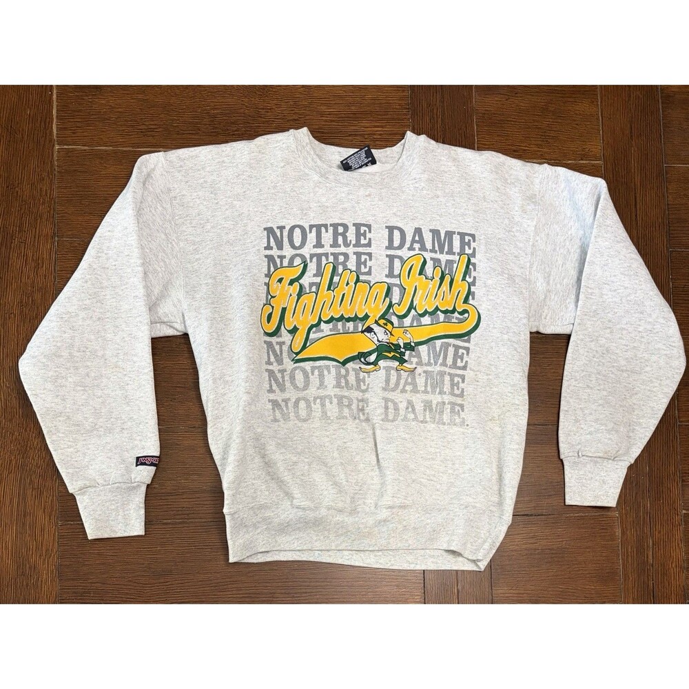 Vintage Notre Dame Fighting Irish Men’s Size L Made In USA Grey Crewneck Sweater